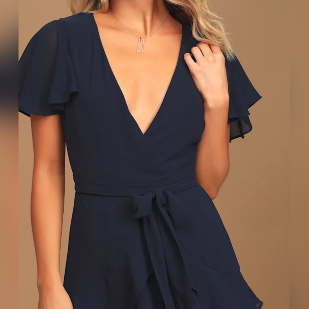Lulu's Navy Ruffle Mini Dress - Picture 4 of 11